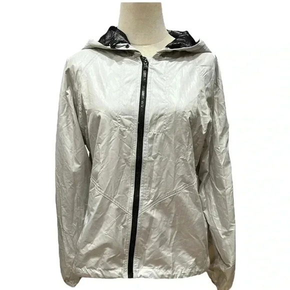 Forever 21 Sport Luxe Light Silver Windbreaker Jacket L - Picture 1 of 4